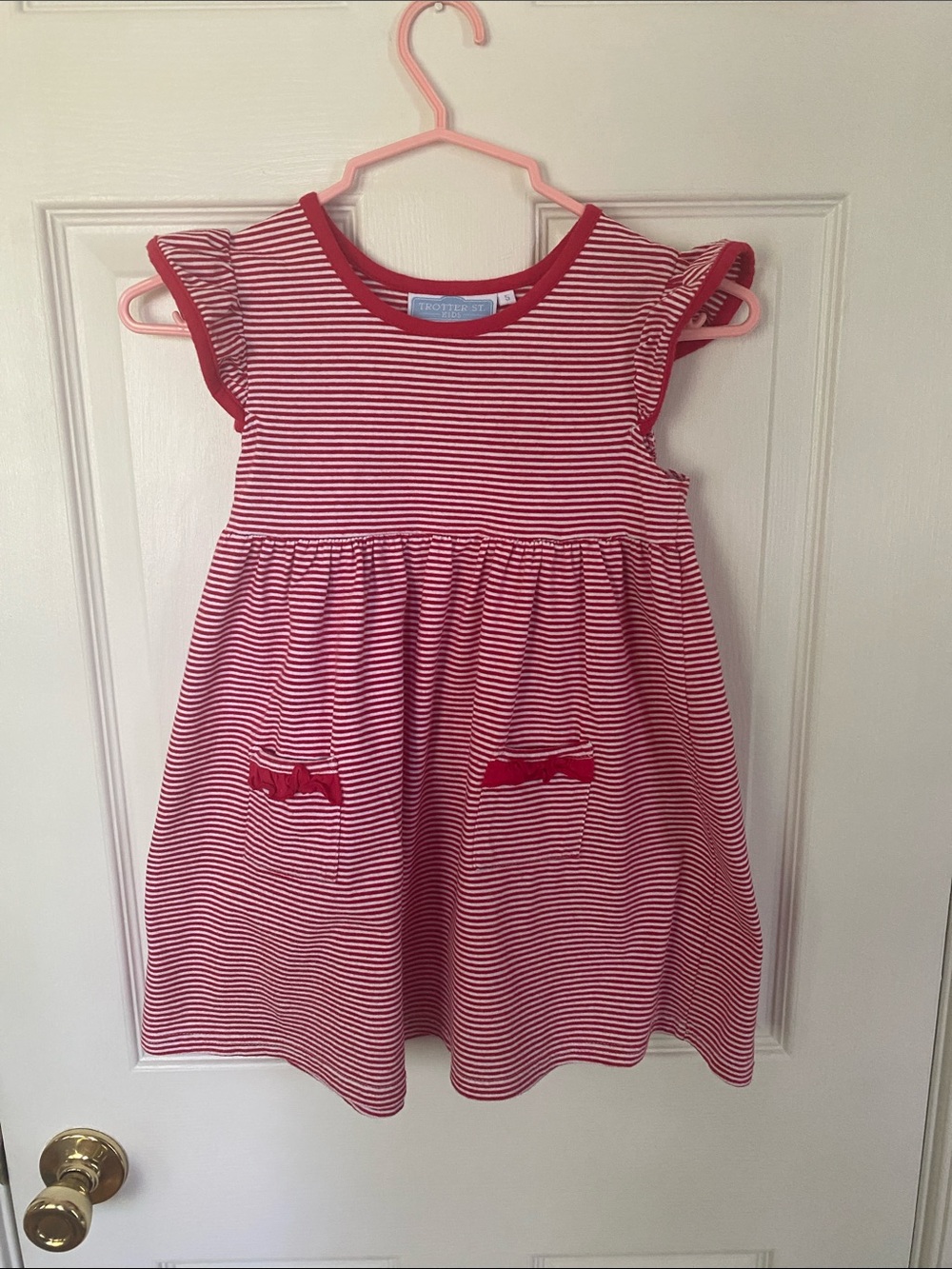Trotter Street Kids Lucy Game Day Dress red and white stripe size 5